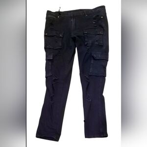 Rockstar Original Jeans Mens Size 38x34 RSM 205 Flare Denim Black Distressed